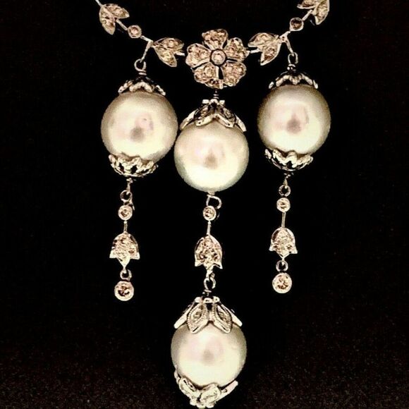 Diamond South Sea Pearl Necklace 18k Gold 11.45 mm 17.5" Certified $6,950 822583 - Picture 6 of 9